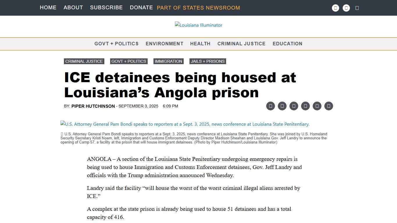 ICE detainees being housed at Louisiana’s Angola prison • Louisiana Illuminator
